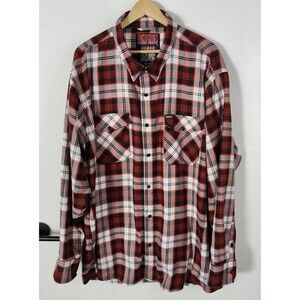 Dixxon Klock Werks 25 Years Flannel Red Plaid Snap Button Shirt Mens Size 4X Big